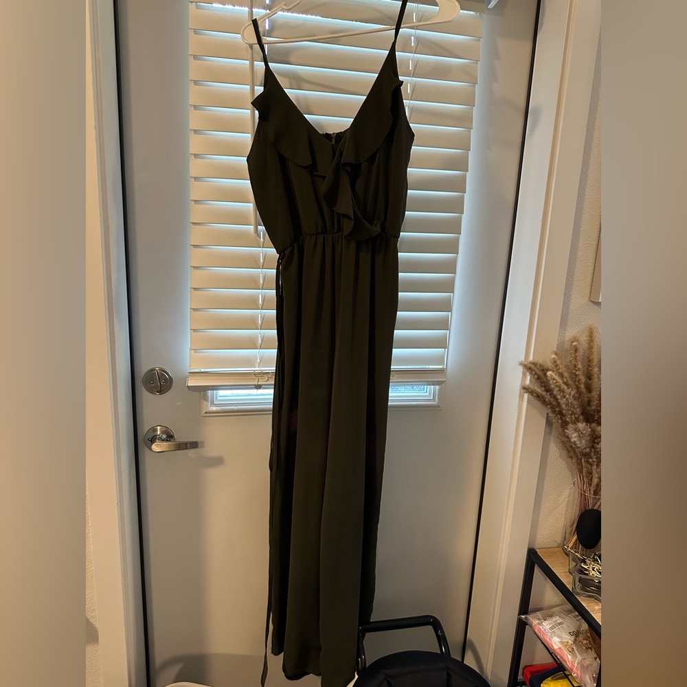 Elegant Olive Green Maxi Dress